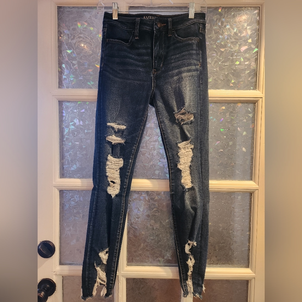 American Eagle Outfitters Super Super Stretch Destroyed Super-hi Leggings, 4